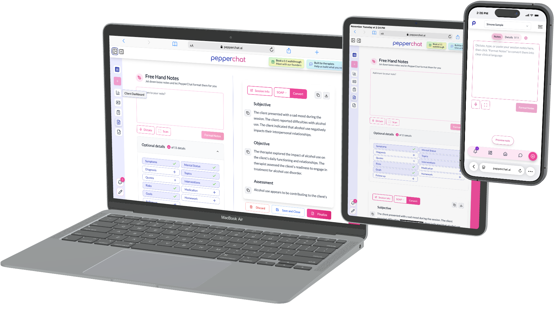 Progress notes workflow screenshot