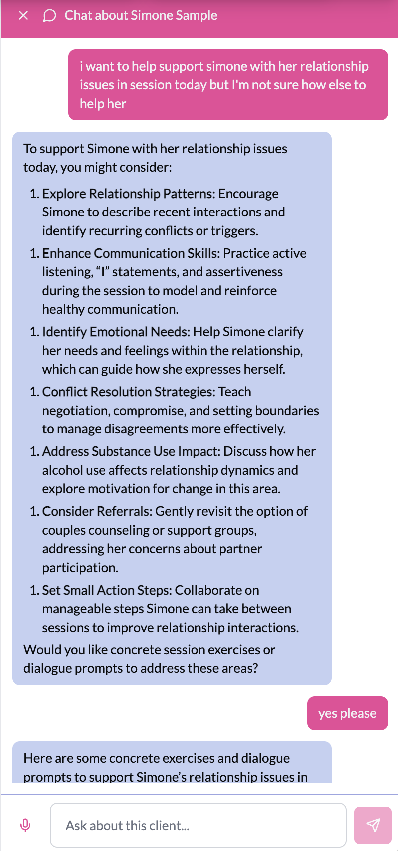 In‑the‑moment clinical support during sessions