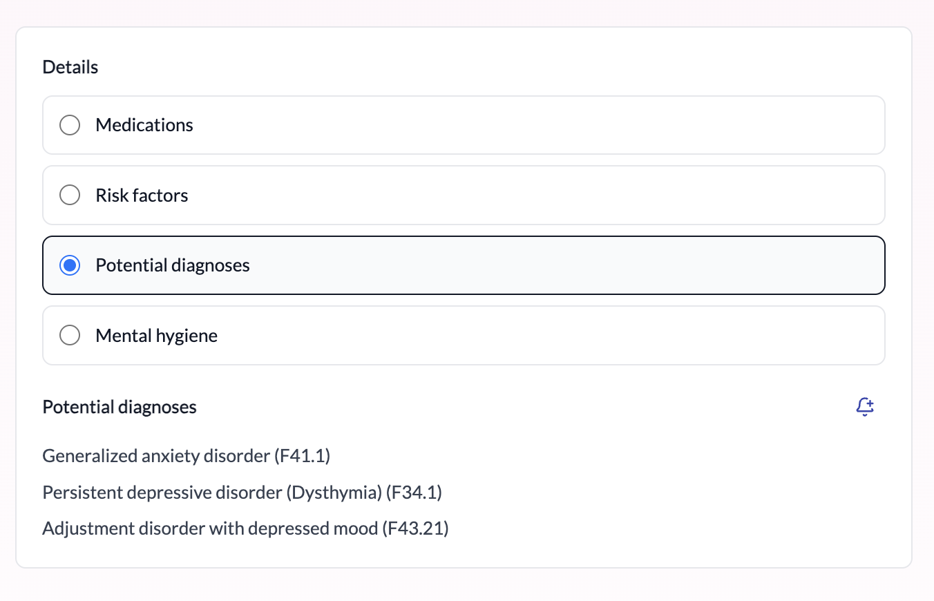 Alternative diagnoses suggestions based on client data