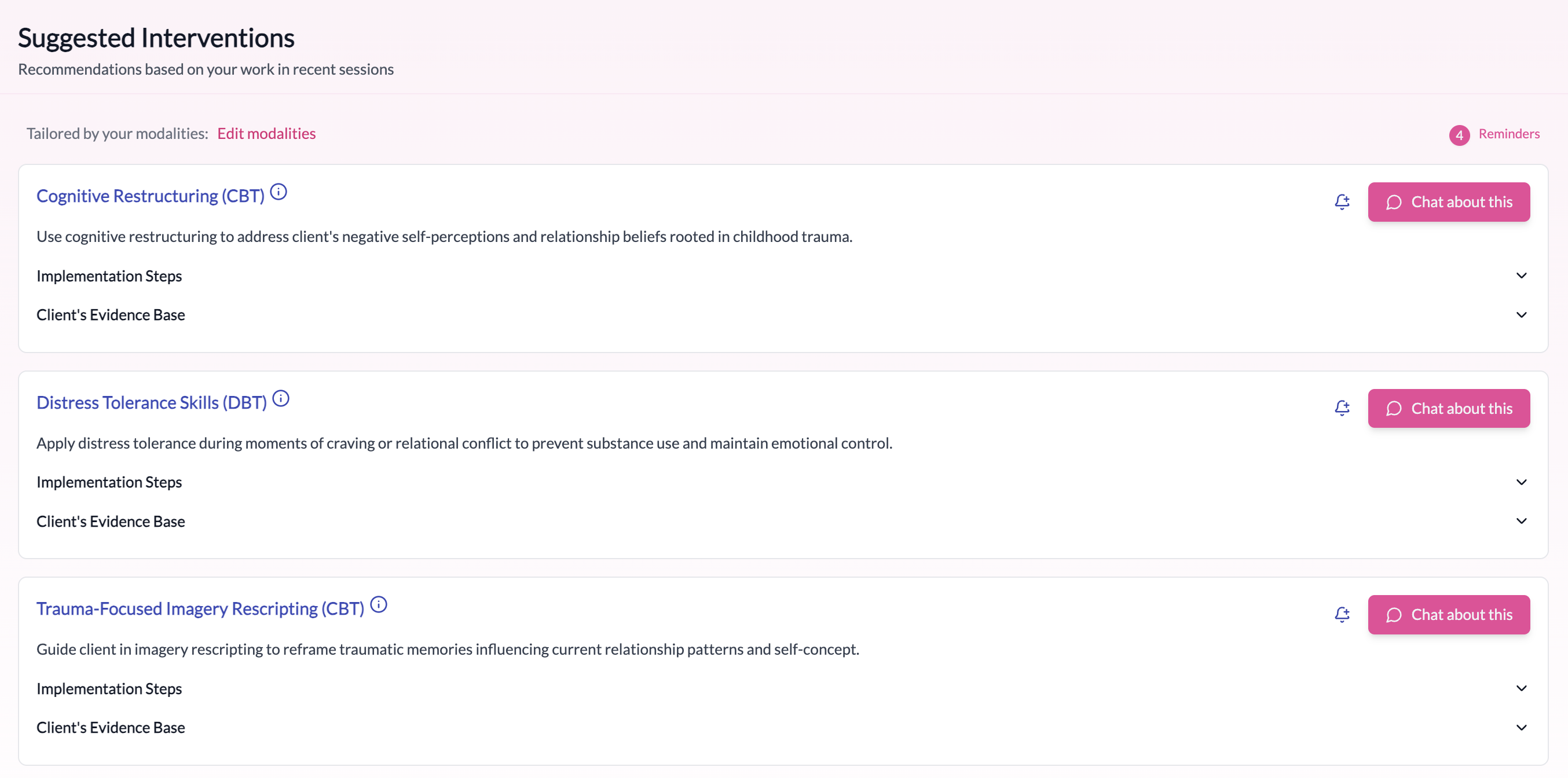 Personalized intervention suggestions based on client context