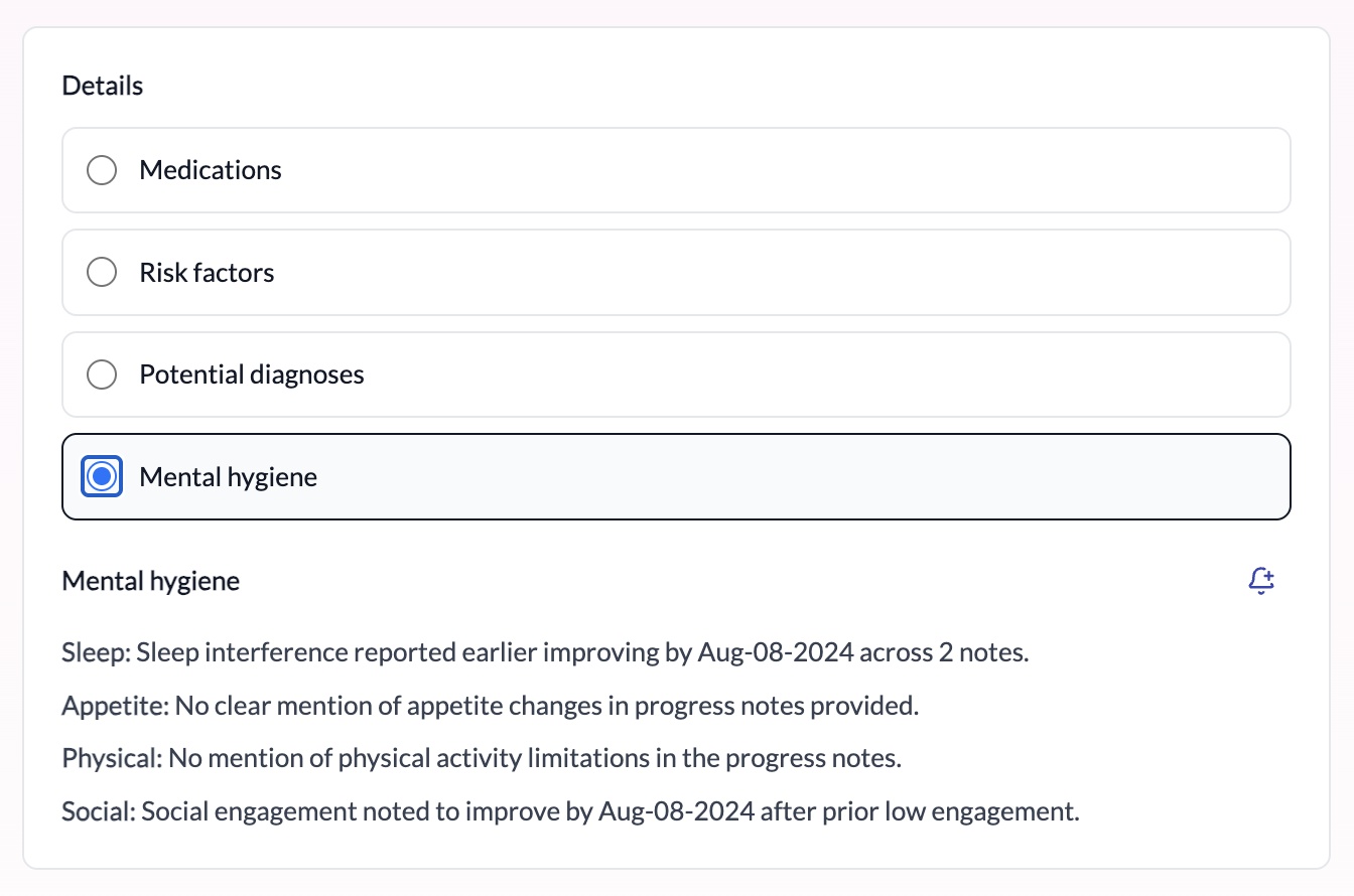 Mental hygiene trends across recent sessions