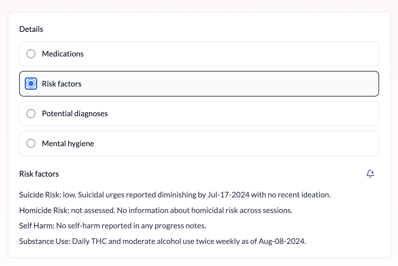 Risk factor monitoring across recent progress notes