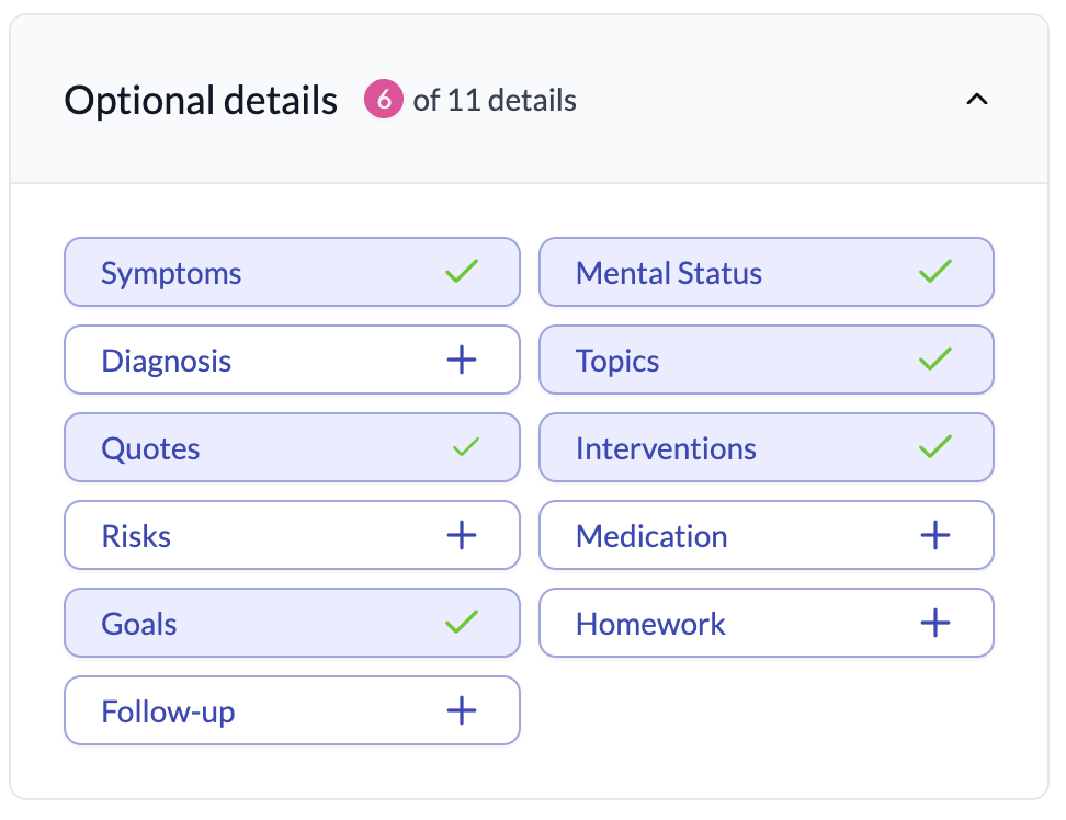 Quick Add feedback highlighting documentation criteria