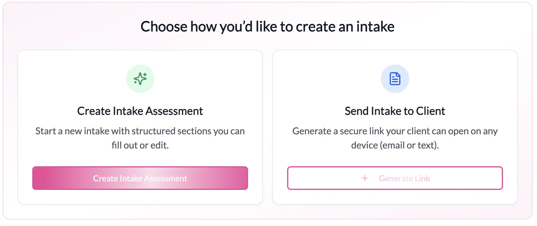 Intake assessments workflow screenshot