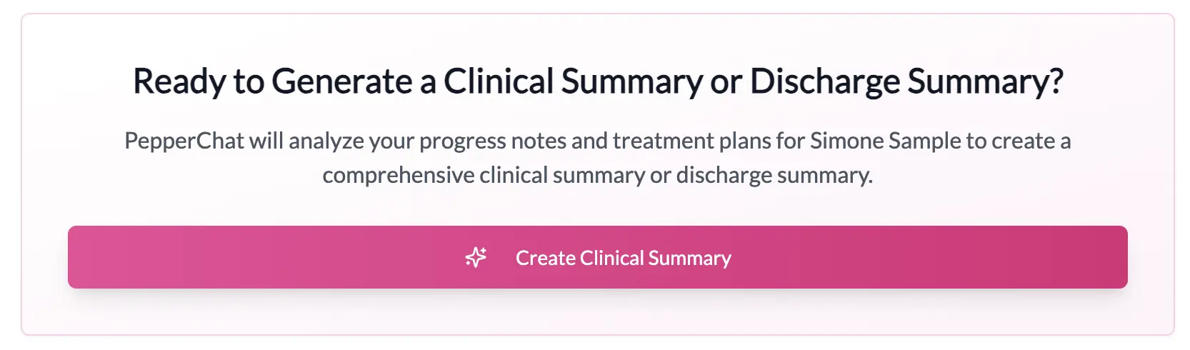 Client-aware clinical chat screenshot