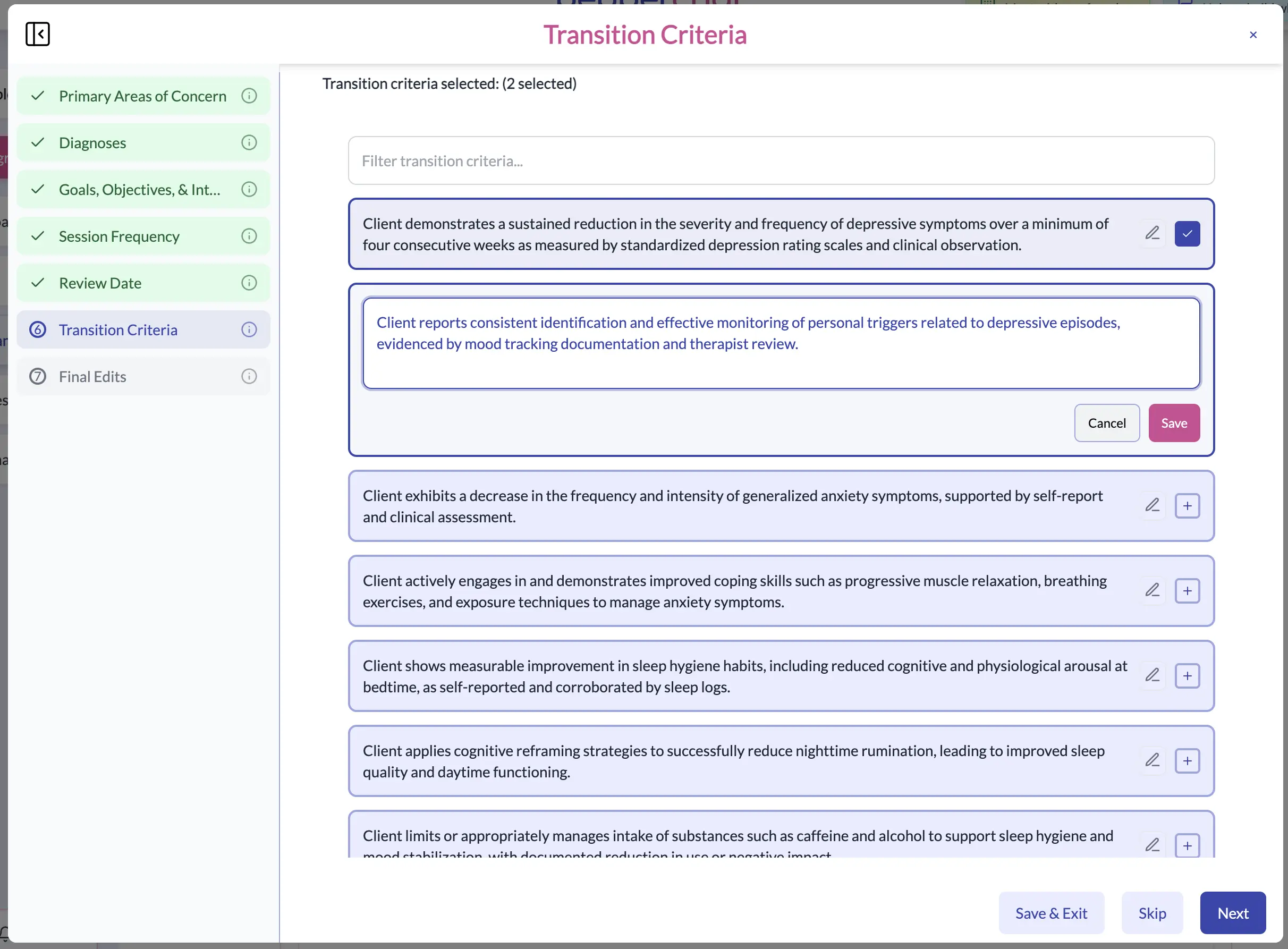 Keep treatment plans current and outcome-focused